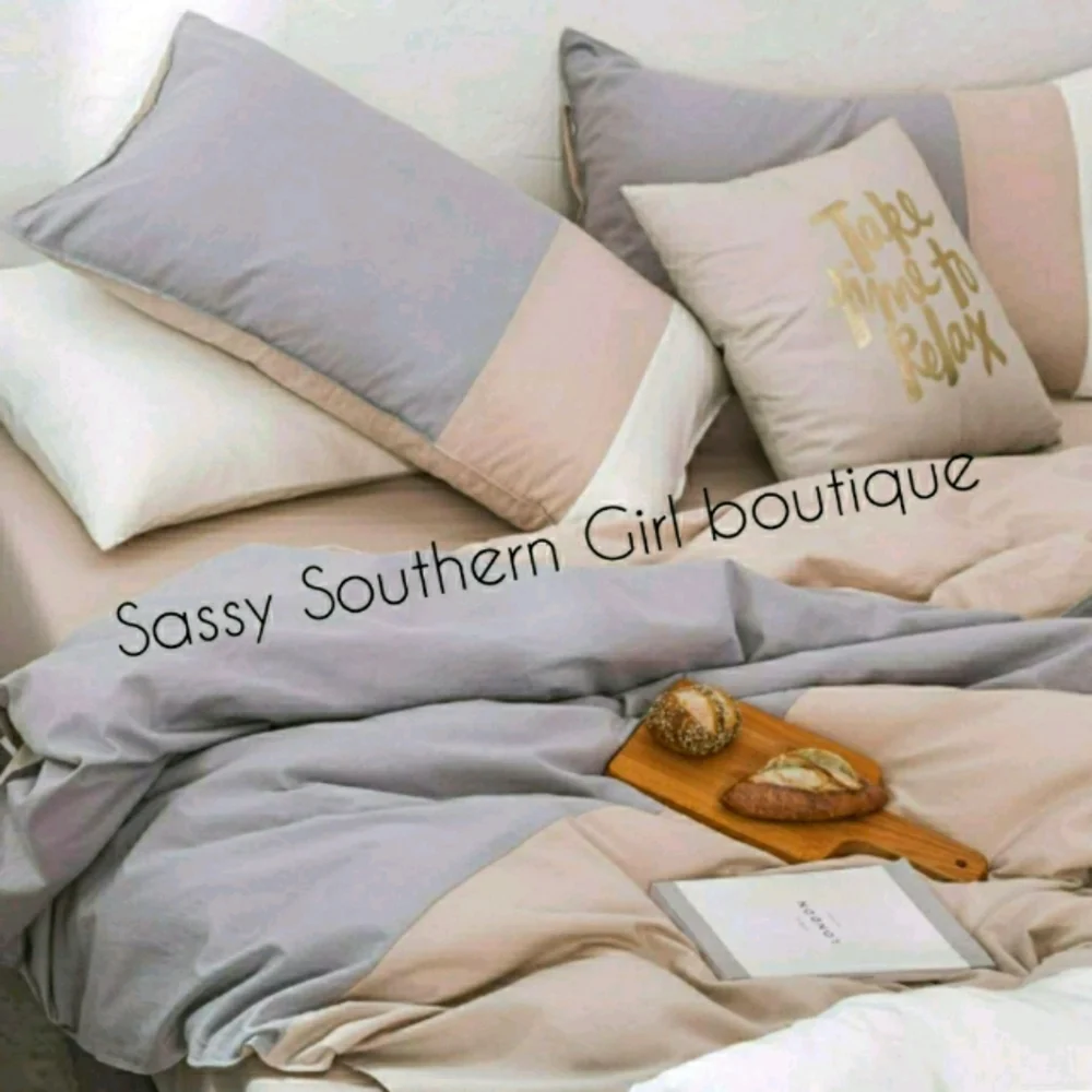 ⭐🆕Grey ivory white khaki cotton duvet cover set